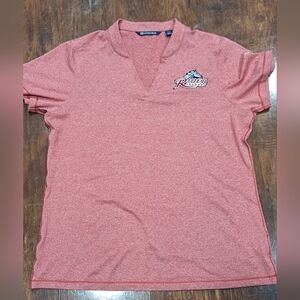 Cutter & Buck Heathered Red V-Neck Tee With Raider Logo